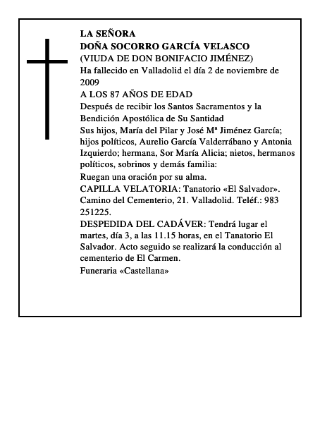 DOÑA SOCORRO GARCÍA VELASCO