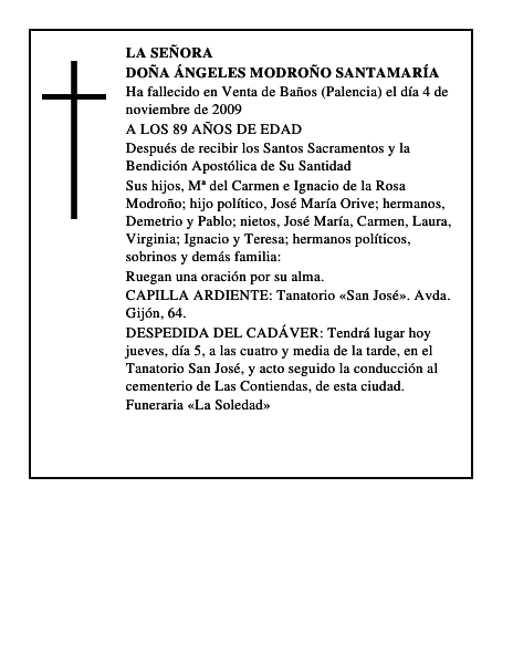 DOÑA ÁNGELES MODROÑO SANTAMARÍA