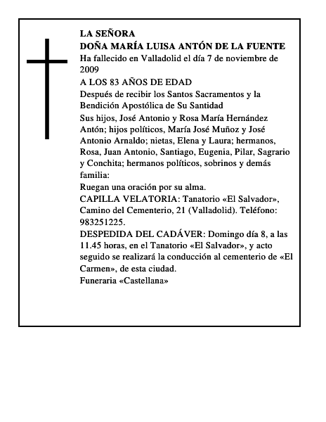 DOÑA MARÍA LUISA ANTÓN DE LA FUENTE