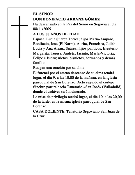 DON BONIFACIO ARRANZ GÓMEZ