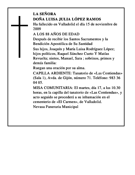 DOÑA LUISA JULIA LÓPEZ RAMOS