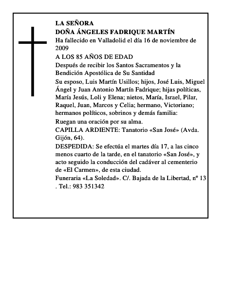 DOÑA ÁNGELES FADRIQUE MARTÍN
