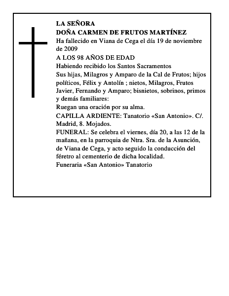 DOÑA CARMEN DE FRUTOS MARTÍNEZ
