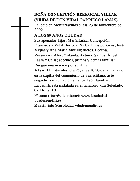 DOÑA CONCEPCIÓN BERROCAL VILLAR