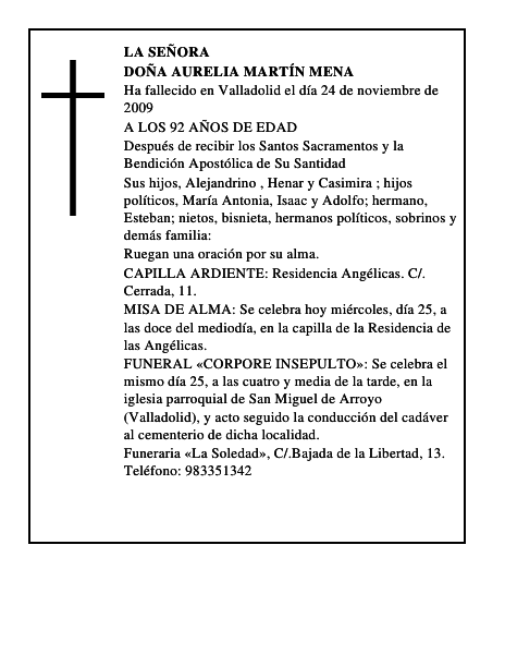 DOÑA AURELIA MARTÍN MENA
