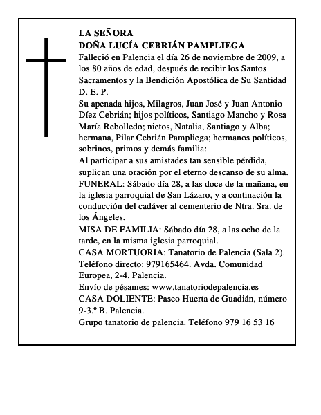 Doña Lucía Cebrián Pampliega