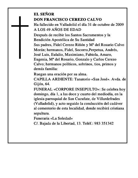 DON FRANCISCO CEREZO CALVO