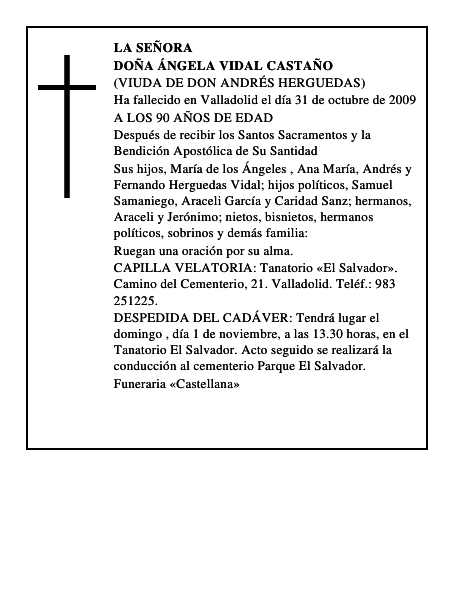 DOÑA ÁNGELA VIDAL CASTAÑO