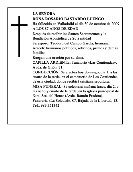 DOÑA ROSARIO BASTARDO LUENGO