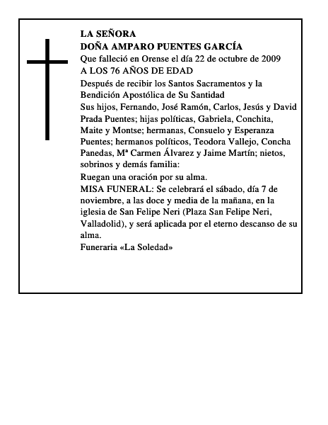 DOÑA AMPARO PUENTES GARCÍA