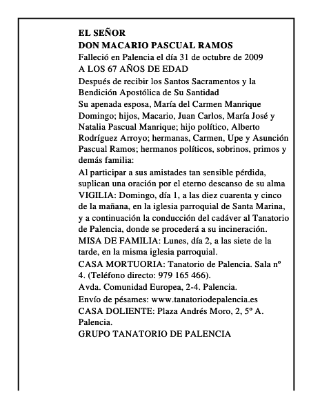 DON MACARIO PASCUAL RAMOS