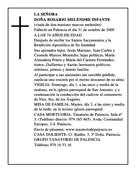 DOÑA ROSARIO MELENDRE INFANTE