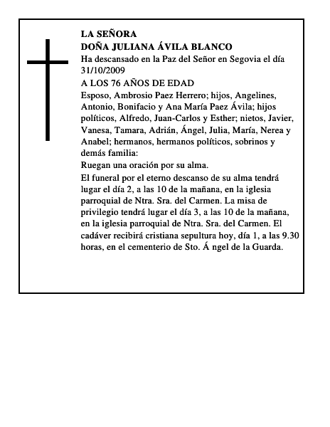 DOÑA JULIANA ÁVILA BLANCO