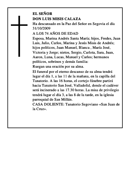 DON LUIS MISIS CALAZA