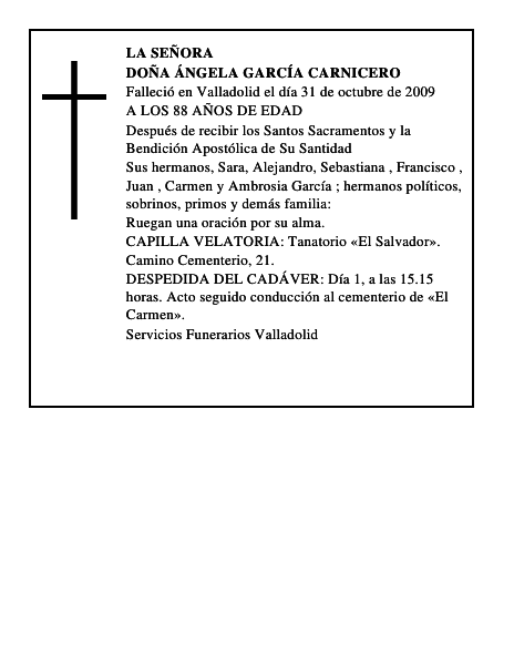 DOÑA ÁNGELA GARCÍA CARNICERO