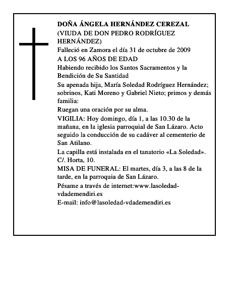 DOÑA ÁNGELA HERNÁNDEZ CEREZAL