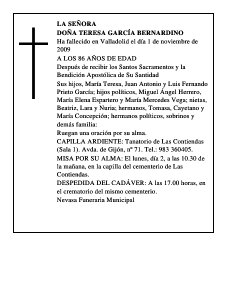 DOÑA TERESA GARCÍA BERNARDINO