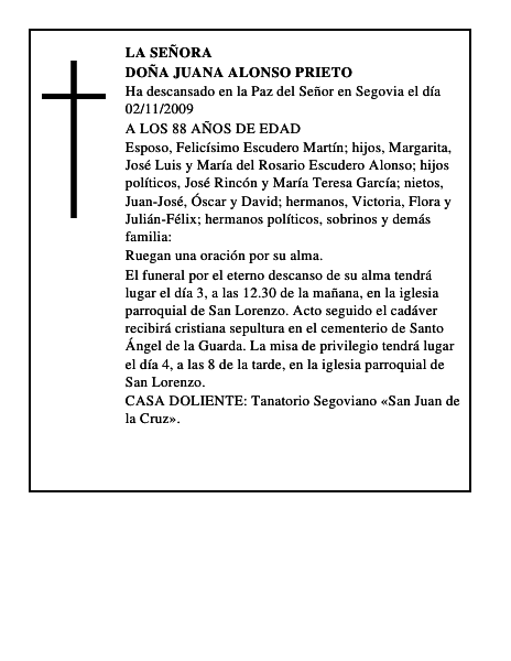 DOÑA JUANA ALONSO PRIETO