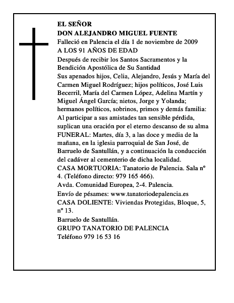 DON ALEJANDRO MIGUEL FUENTE