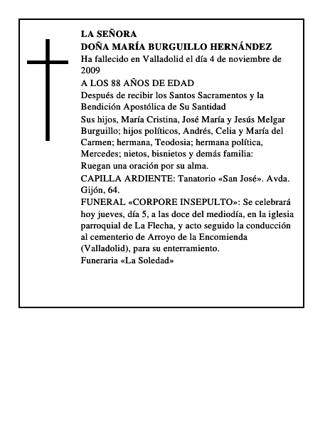 DOÑA MARÍA BURGUILLO HERNÁNDEZ