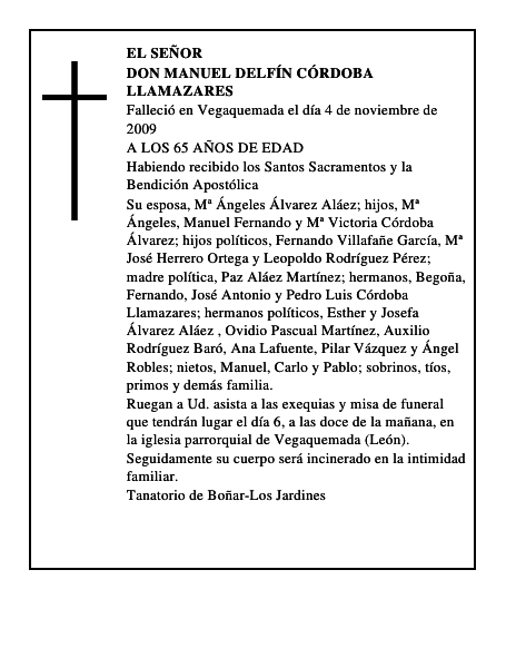 DON MANUEL DELFÍN CÓRDOBA LLAMAZARES