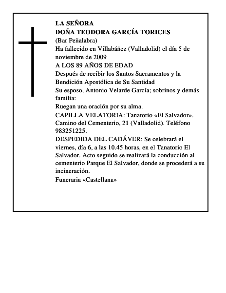DOÑA TEODORA GARCÍA TORICES