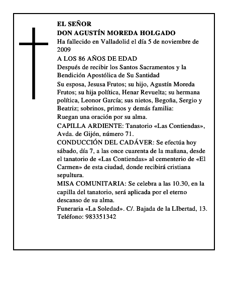 DON AGUSTÍN MOREDA HOLGADO