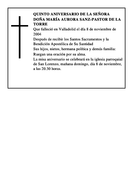 DOÑA MARÍA AURORA SANZ-PASTOR DE LA TORRE