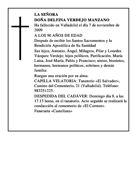 DOÑA DELFINA VERDEJO MANZANO