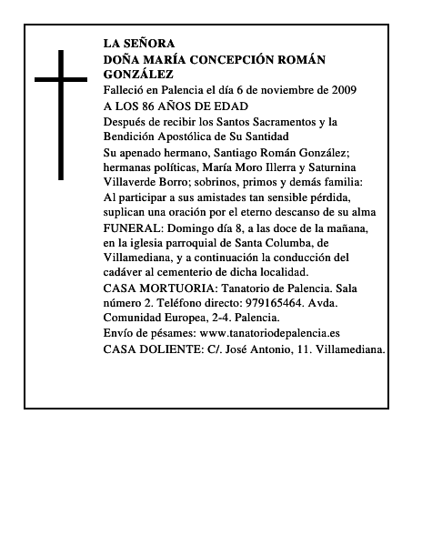DOÑA MARÍA CONCEPCIÓN ROMÁN GONZÁLEZ