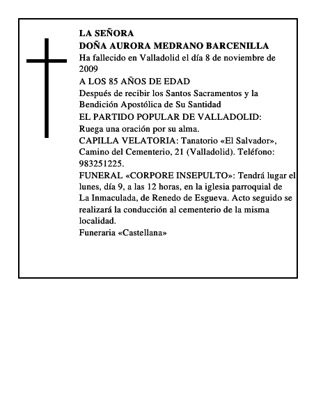 DOÑA AURORA MEDRANO BARCENILLA