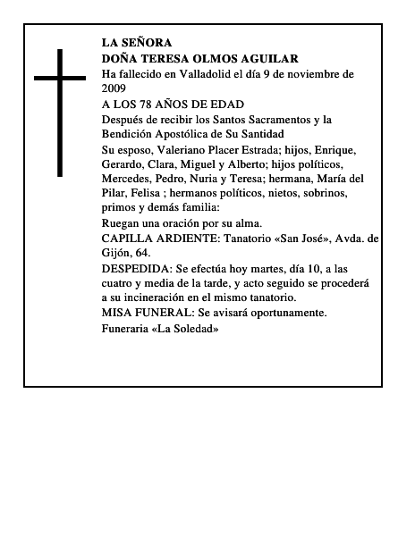 DOÑA TERESA OLMOS AGUILAR