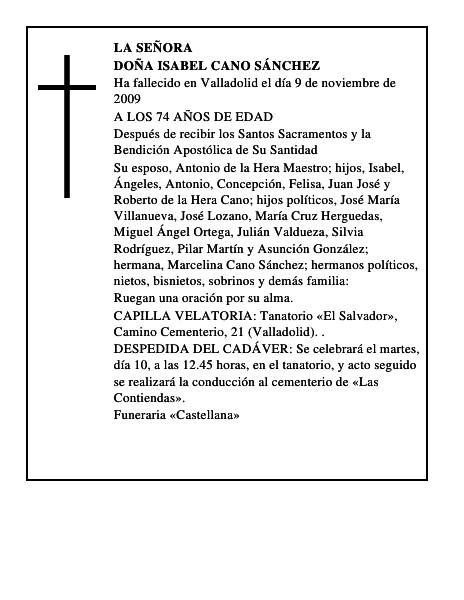 DOÑA ISABEL CANO SÁNCHEZ