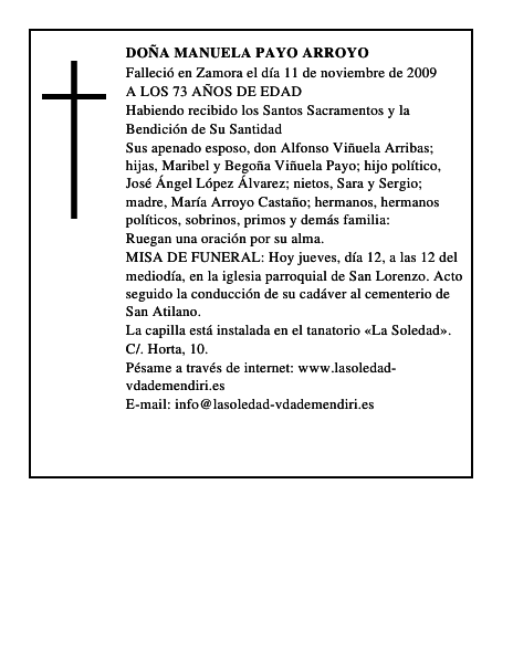 DOÑA MANUELA PAYO ARROYO