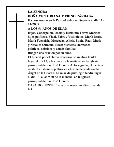 DOÑA VICTORIANA MERINO CÁRDABA