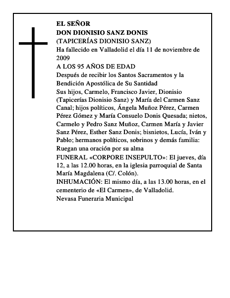 DON DIONISIO SANZ DONIS