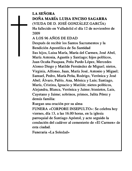 DOÑA MARÍA LUISA ENCISO SAGARRA