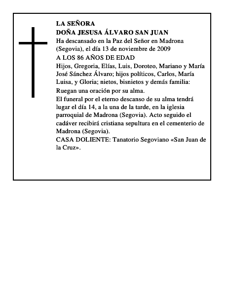 DOÑA JESUSA ÁLVARO SAN JUAN