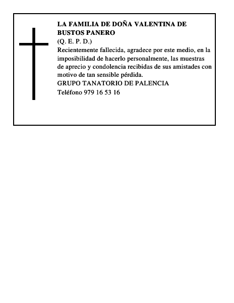 LA FAMILIA DE DOÑA VALENTINA DE BUSTOS PANERO