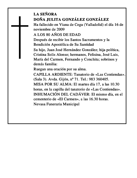 DOÑA JULITA GONZÁLEZ GONZÁLEZ