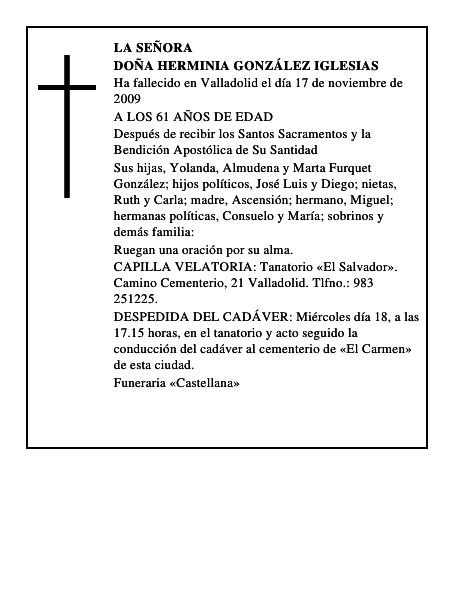 DOÑA HERMINIA GONZÁLEZ IGLESIAS