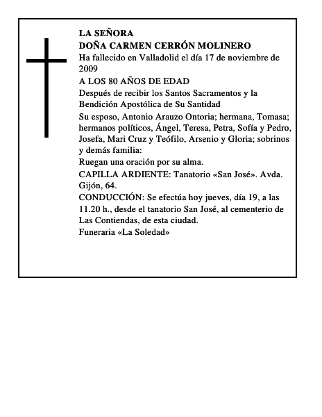 DOÑA CARMEN CERRÓN MOLINERO