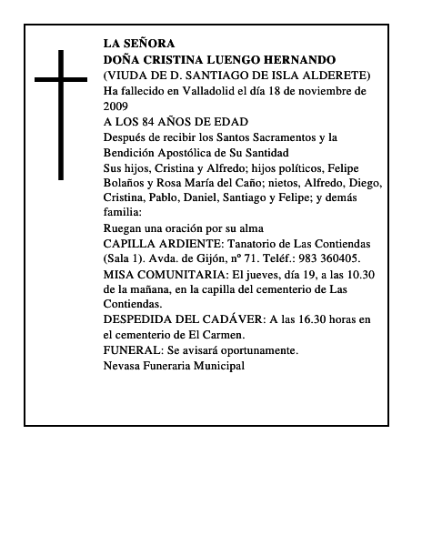 DOÑA CRISTINA LUENGO HERNANDO
