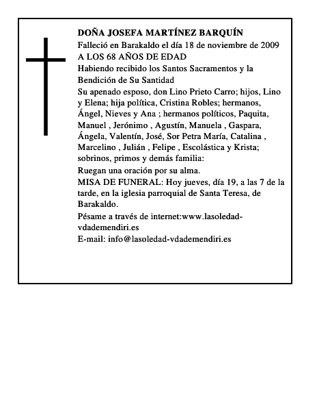 DOÑA JOSEFA MARTÍNEZ BARQUÍN