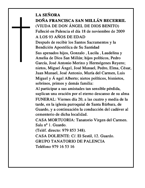 DOÑA FRANCISCA SAN MILLÁN BECERRIL