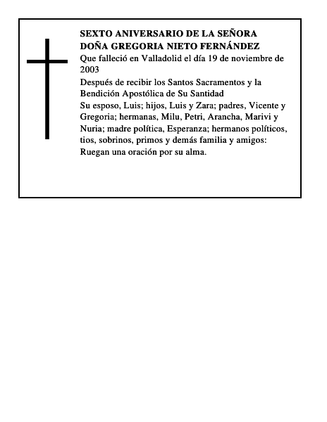 DOÑA GREGORIA NIETO FERNÁNDEZ