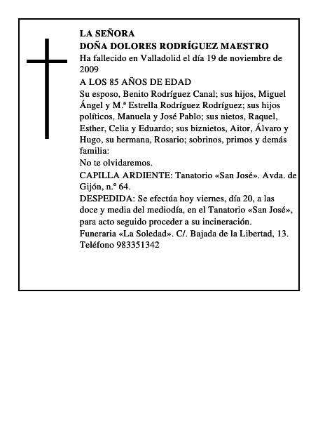 DOÑA DOLORES RODRÍGUEZ MAESTRO
