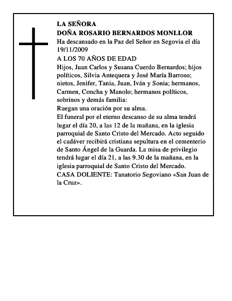 DOÑA ROSARIO BERNARDOS MONLLOR