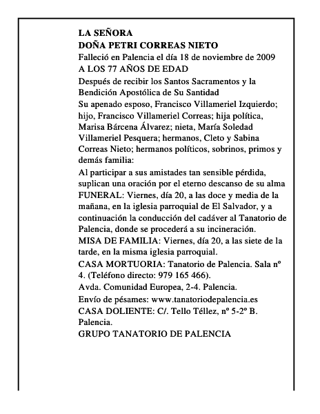 DOÑA PETRI CORREAS NIETO