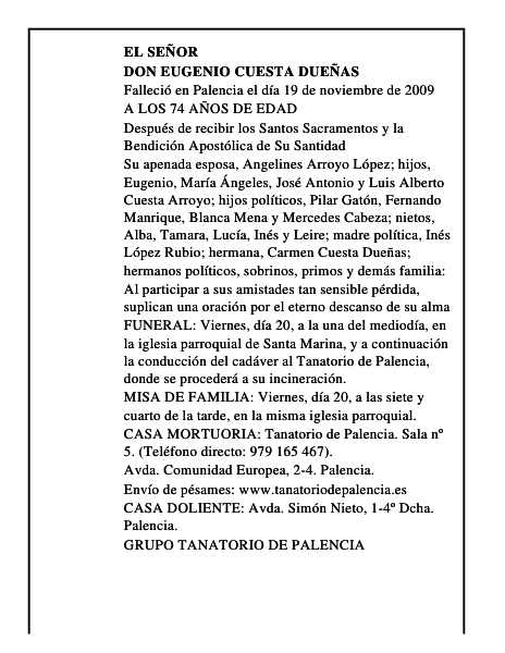 DON EUGENIO CUESTA DUEÑAS